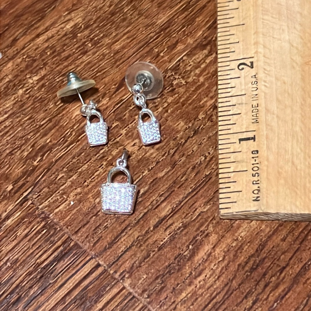 Longaberger Basket Earrings and Pendant Set NWOT